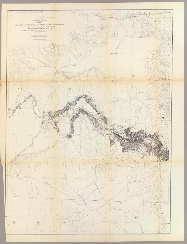 <img src="MAPGunnisonCochetopa-pass-to-Wasatch-Mts.jpg" alt="1855 hand drawn map of trail from CCochetopa Pass to Wasatch Mountains" />
